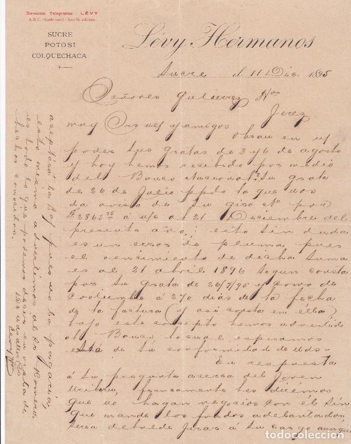 Cartas comerciales: Carta comercial. Levy Hermanos. Sucre 1895
