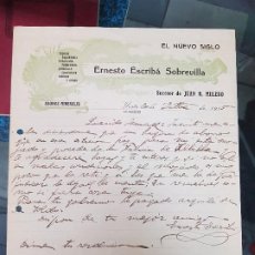 Cartas comerciales: ANTIGUA CARTA COMERCIAL EL NUEVO SIGLO YESTE ALBACETE 1915
