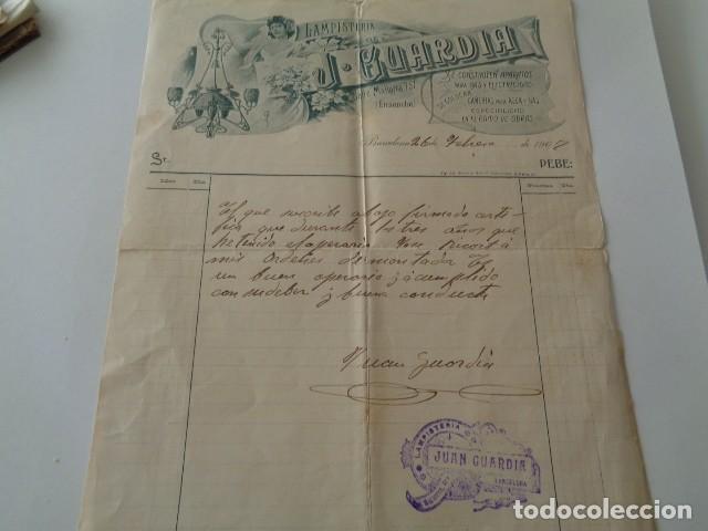 Cartas comerciales: BARCELONA. LAMPISTERA J. GUARDIA. BONITA CARTA COMERCIAL 1907