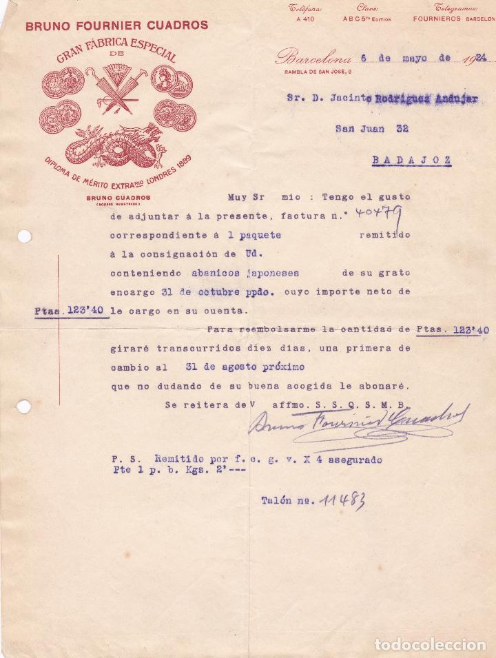Lettere commerciali: Carta comercial. Bruno Fournier Cuadros. Gran F&aacute;brica especial de abanicos japoneses. Barcelona 1924