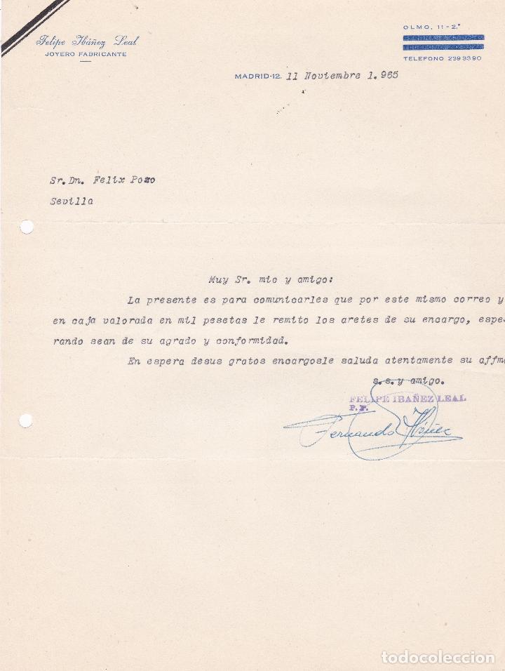 Cartas comerciales: Carta comercial. Felipe Ib&aacute;&ntilde;ez Leal. Joyero-Fabricante, Madrid 1965