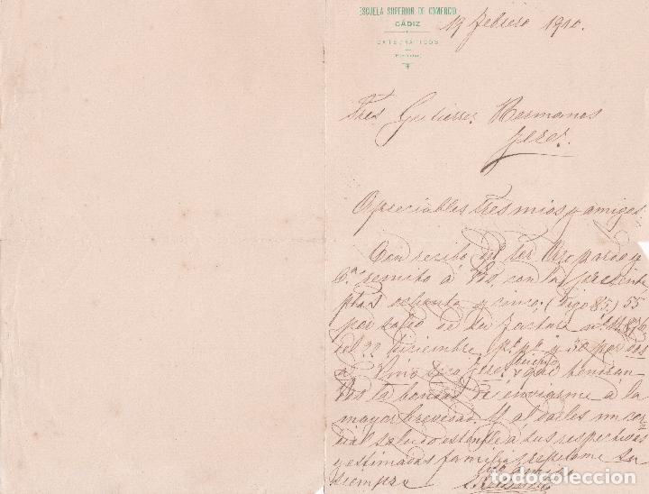 Gesch&auml;ftsbriefe: Carta comercial. escuela Superior de Comercio. Catedr&aacute;ticos. C&aacute;diz 1910