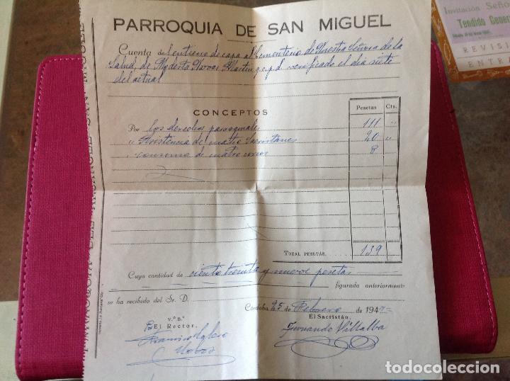 Cartas comerciales: Recibo Parroquia de San Miguel. C&oacute;rdoba 1947