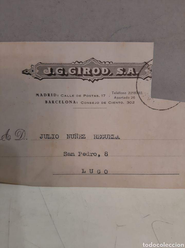 Gesch&auml;ftsbriefe: J.G Girod sa representaci&oacute;n