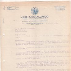 Cartas comerciales: JOSÉ A. ESPALLARDO. MOLINA DE SEGURA. FÁBRICA DE CONSERVAS VEGETALES, EXPORTACION PIMENTON, AZAFRAN,
