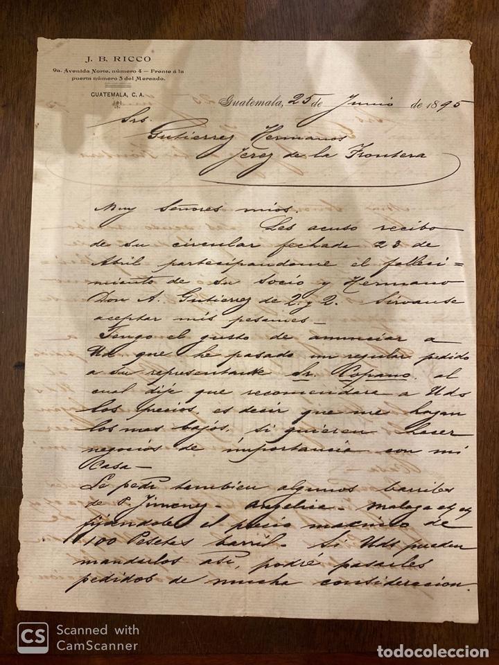 Lettere commerciali: CARTA COMERCIAL. J.B. RICCO. GUATEMALA, 1895.