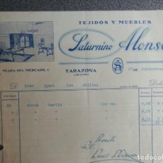 Cartas comerciales: TARAZONA ZARAGOZA DOS CARTAS COMERCIALES AÑO 1923-30 TEJIDOS Y MUEBLES SATURNINO ALONSO. Lote 198354080