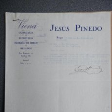 Cartas comerciales: BURGOS CARTA COMERCIAL AÑO 1935 CONFITERÍA VIENA DE JESÚS PINEDO