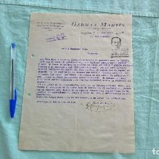 Cartas comerciales: PLASENCIA, 3 NOVIEMBRE 1937 ,TAMPON PATRIOTICO SALUDO FRANCO,GUERRA CIVIL..GERMAN MARTIN , MERCERIA,. Lote 198706952