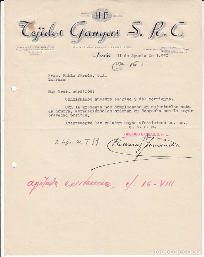 Cartas comerciales: CARTA COMERCIAL DE TEJIDOS GANGAS SRC EN JA&Eacute;N - Foto 1