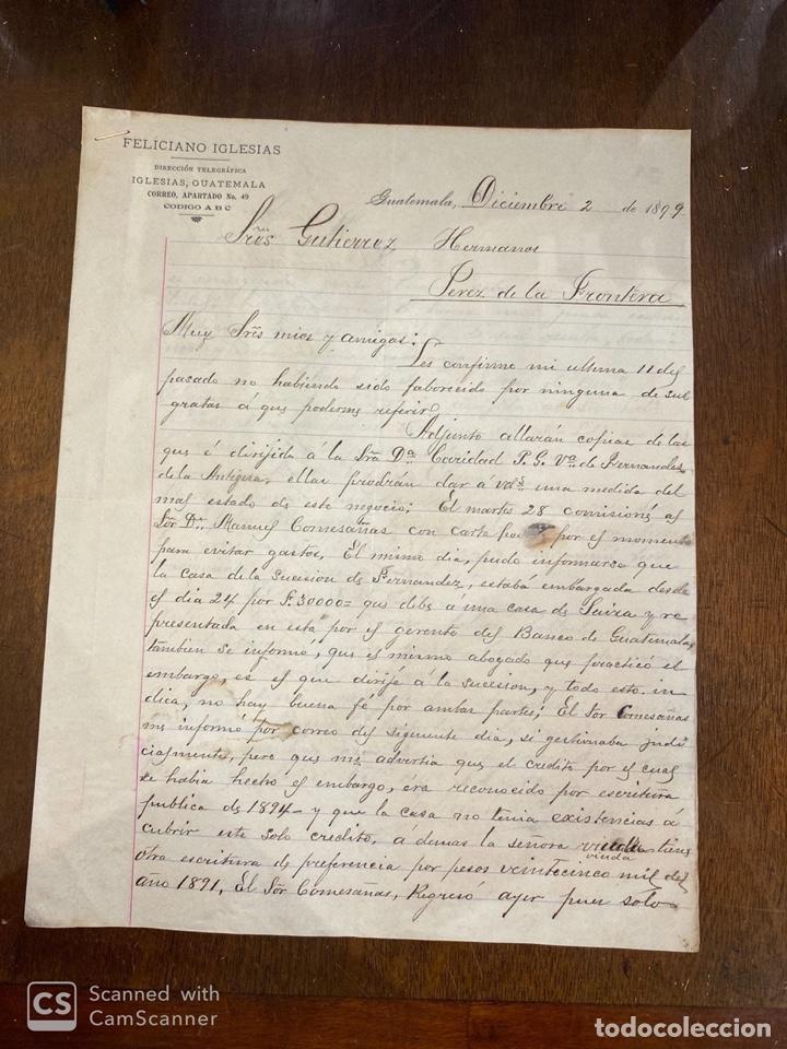 Cartas comerciais: CARTA COMERCIAL. FELICIANO IGLESIAS DIRIGIDA A GUTIERREZ HERMANOS. GUATEMALA, 1899
