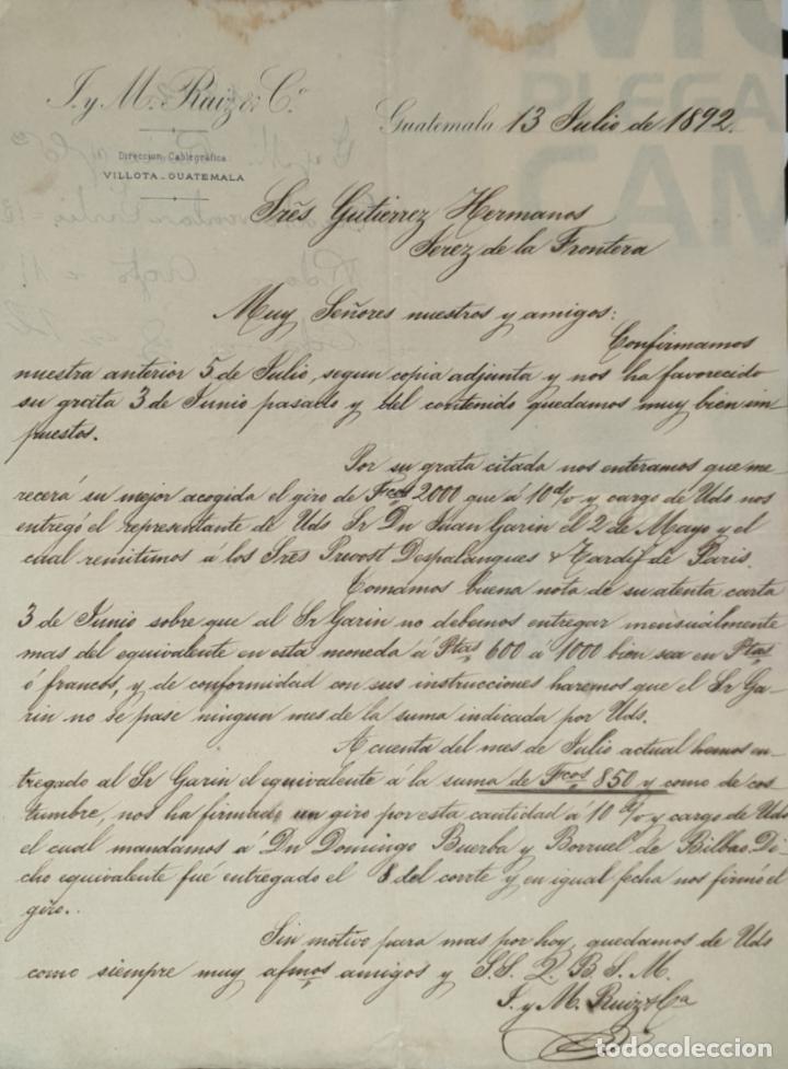 Cartas comerciais: Carta comercial. J y M. Ruiz & C&ordf;. Guatemala 1892