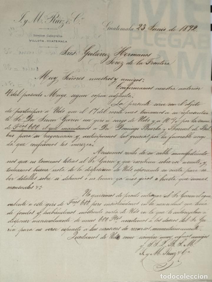 Commercial Letters: Carta comercial. J y M. Ruiz & C&ordf;. Guatemala 1892