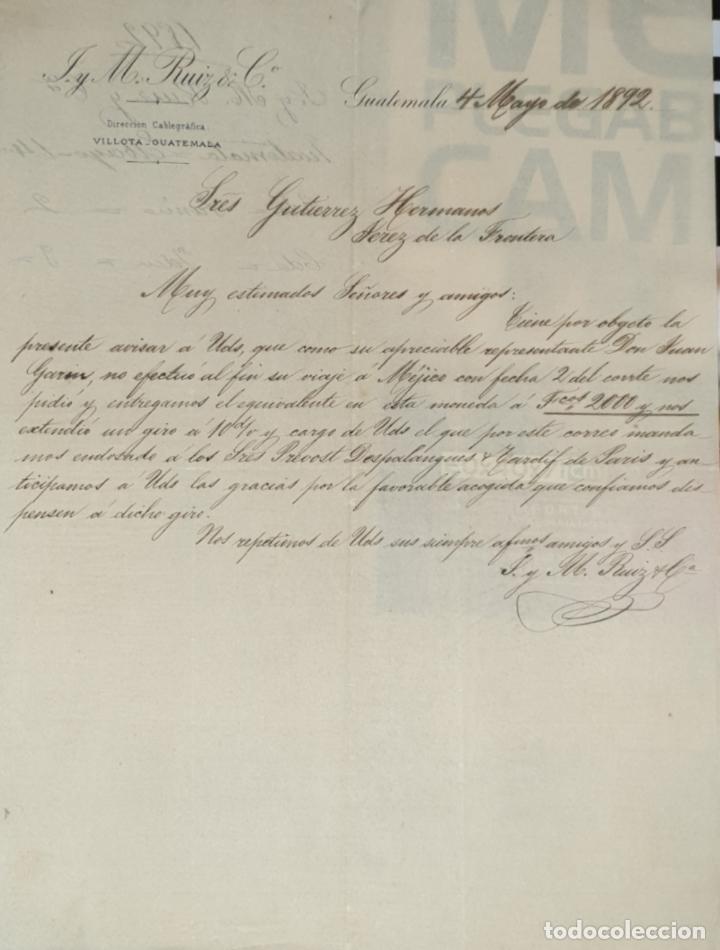 Cartas comerciais: Carta comercial. J y M. Ruiz & C&ordf;. Guatemala 1892