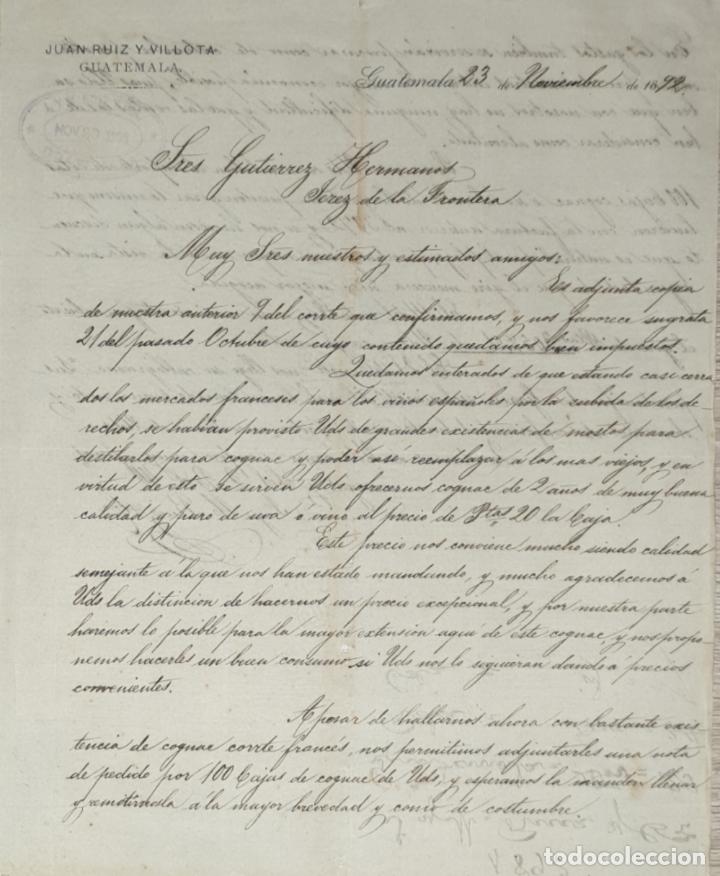 Commercial Letters: Carta comercial. Juan Ruiz y Villota. Guatemala 1892