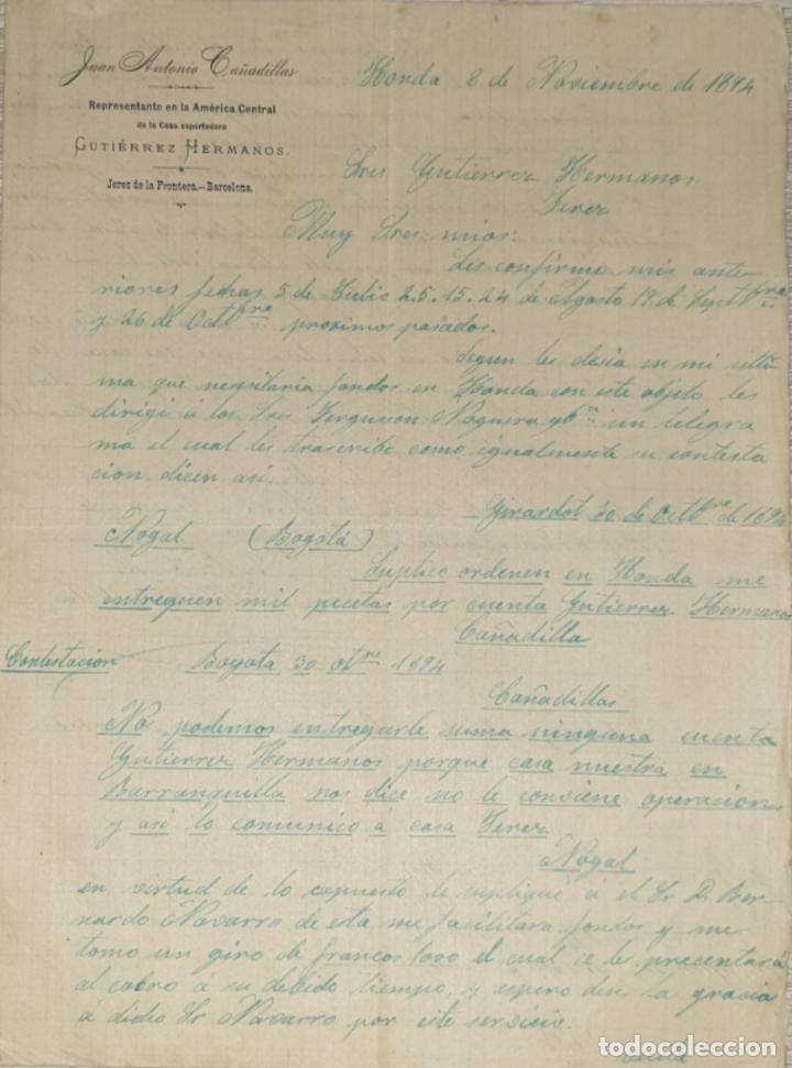 Cartas comerciales: Carta comercial. Juan Antonio Ca&ntilde;adillas. Representante en Am&eacute;rica Central. Honda 1894