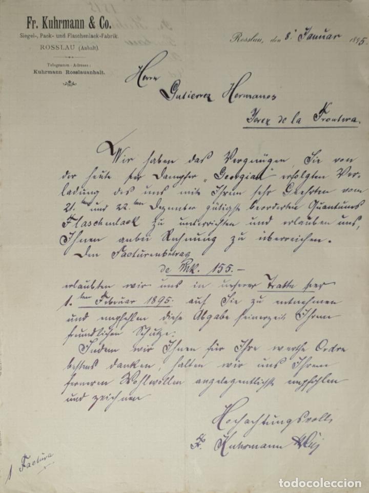 Cartas comerciais: Carta comercial. Fr. Kuhrmann & C&ordm;. Rosslau 1895