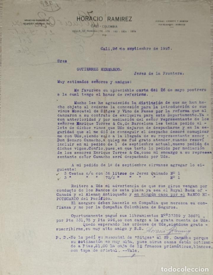 Cartas comerciales: Carta comercial. Horacio Ramirez. Cali-Colombia 1925 - Foto 1