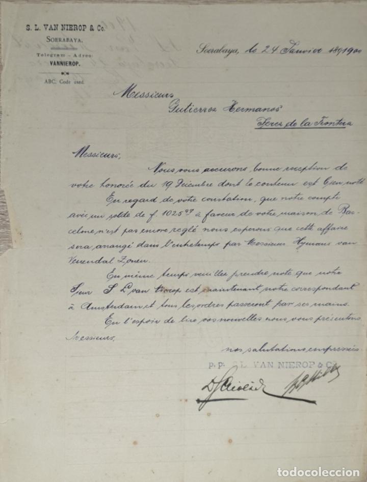Cartas comerciales: Carta comercial. S.L. Van Nierop & C&ordm;. Soerabaya 1900