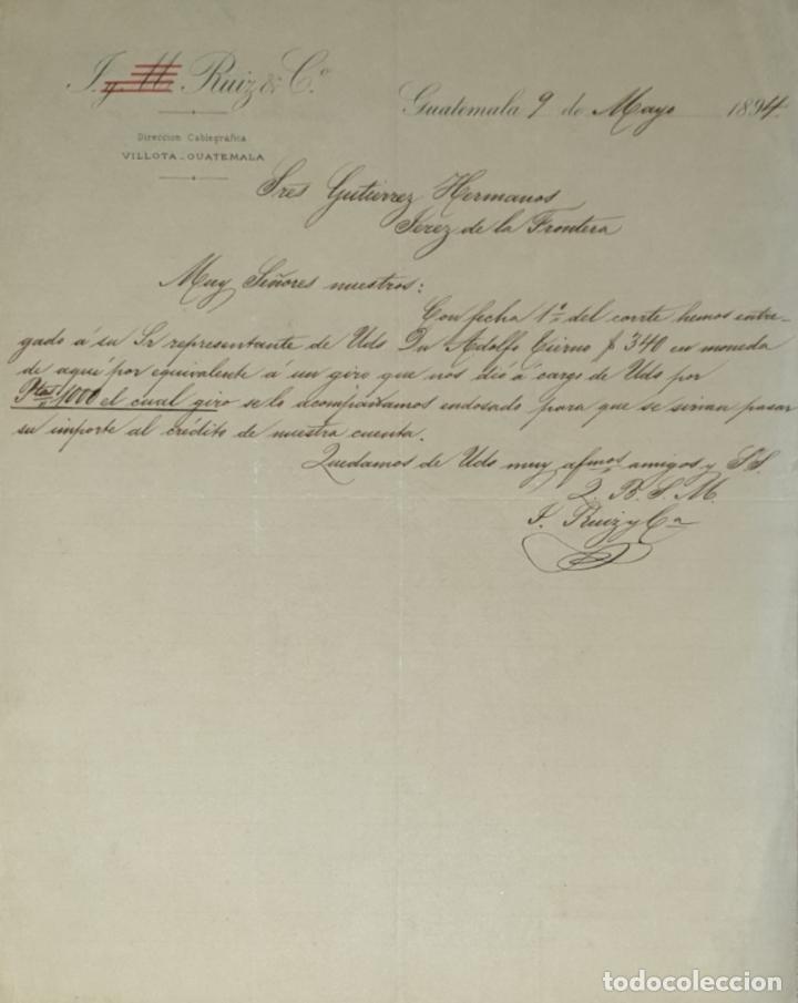 Cartas comerciales: Carta comercial. J y M. Ruiz & C&ordf;. Guatemala 1894