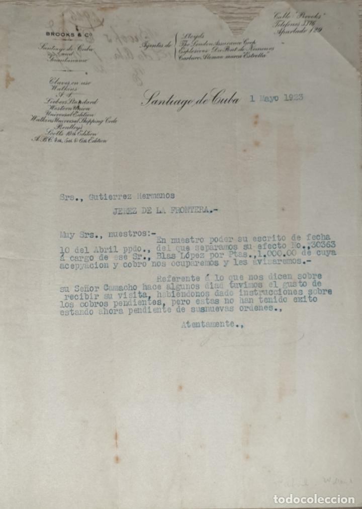 Commercial Letters: Carta comercial. Brooks & C&ordm;. Agentes. Santiago de Cuba 1923