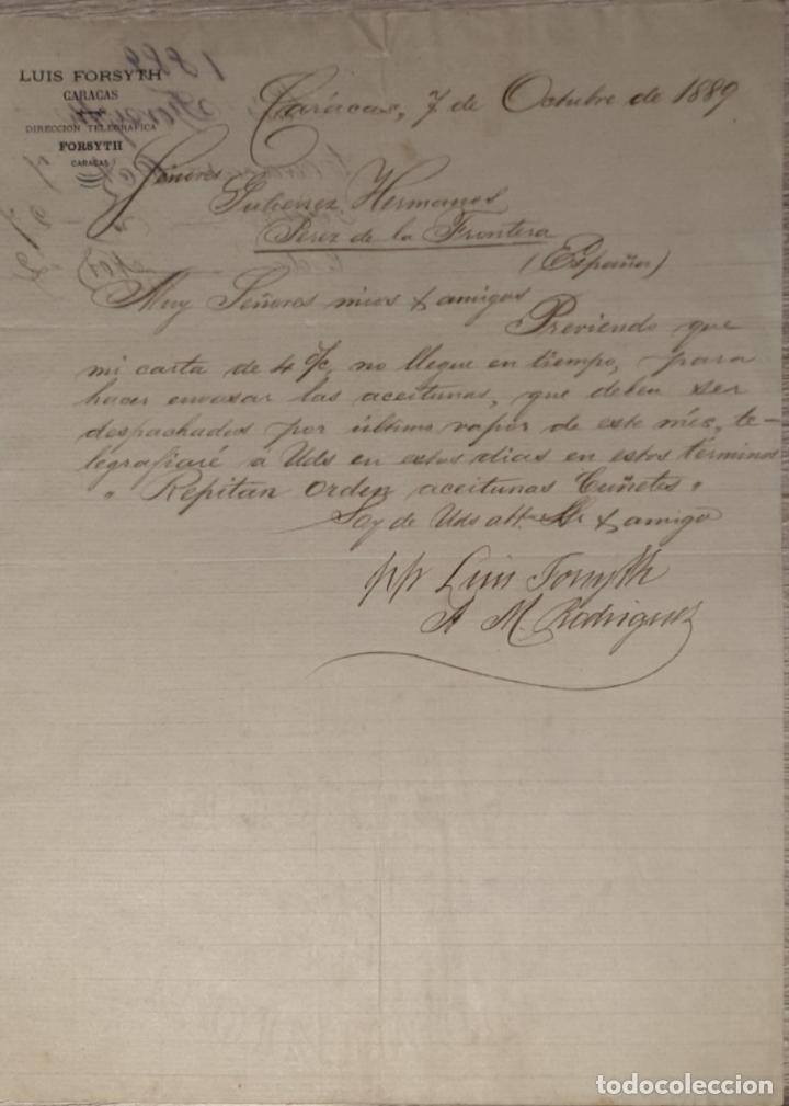 Lettres commerciales: carta comercial. Luis Forsyth. Caracas 1889