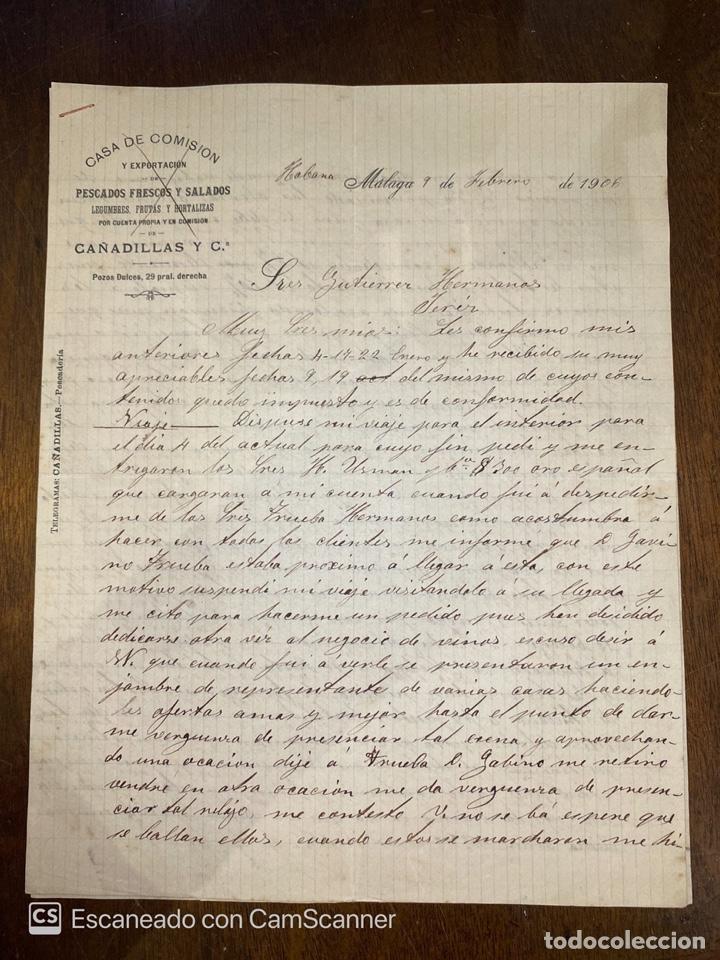 Cartas comerciales: CARTA COMERCIAL. CA&Ntilde;ADILLAS Y C&ordf;. HABANA-CUBA, 1906. DIRIGIDA A GUTIERREZ HNOS., JEREZ.
