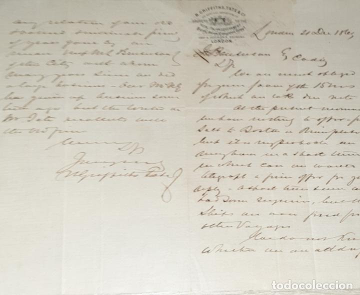 Cartas comerciales: Carta comercial. N. Griffiths Tate & C&ordm;. Ship & Insurance Brokers. London 1869