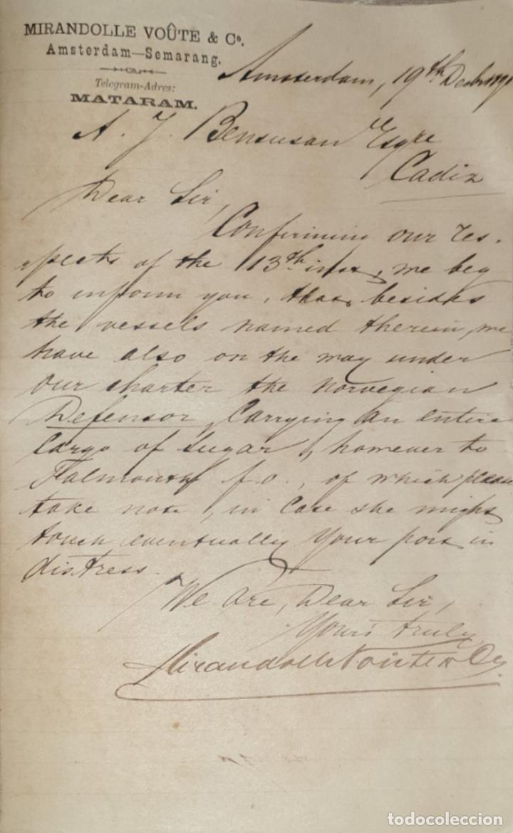 Cartas comerciales: carta comercial. Mirandolle Voute & C&ordm;. Amsterdam 1890