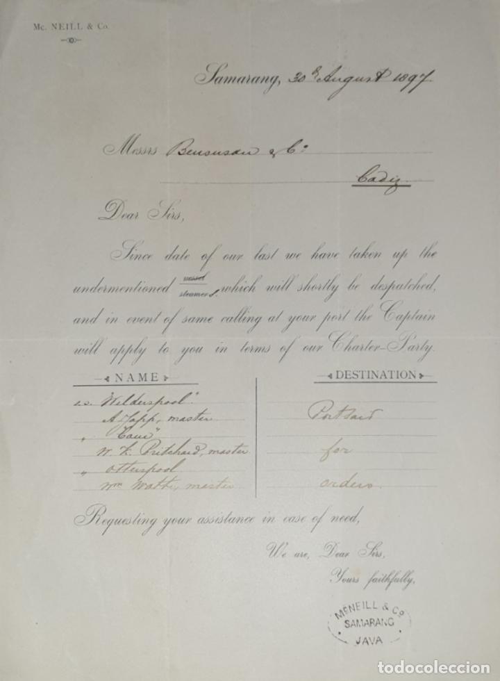 Cartas comerciales: Carta comercial. Mc Neill & C&ordm;. Samarang 1897 - Foto 1