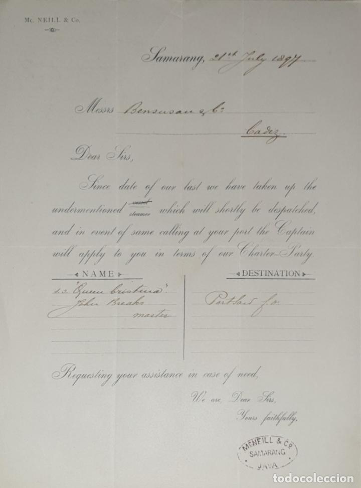 Cartas comerciales: Carta comercial. Mc Neill & C&ordm;. Samarang 1897 - Foto 1