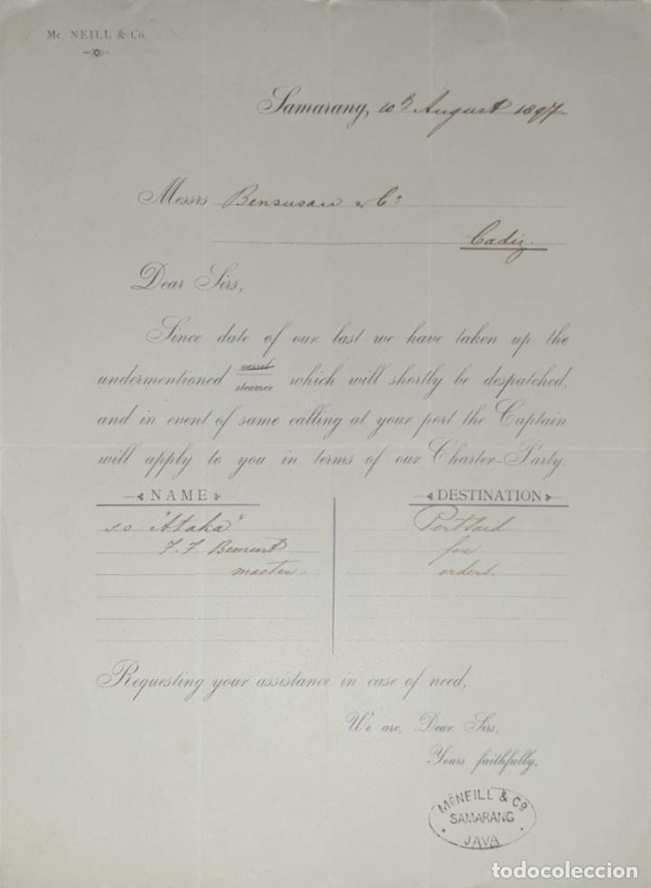 Lettres commerciales: Carta comercial. Mc Neill & C&ordm;. Samarang 1897