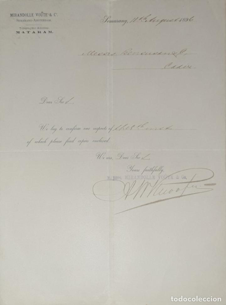 Lettres commerciales: carta comercial. Mirandolle Voute & C&ordm;. Amsterdam 1896