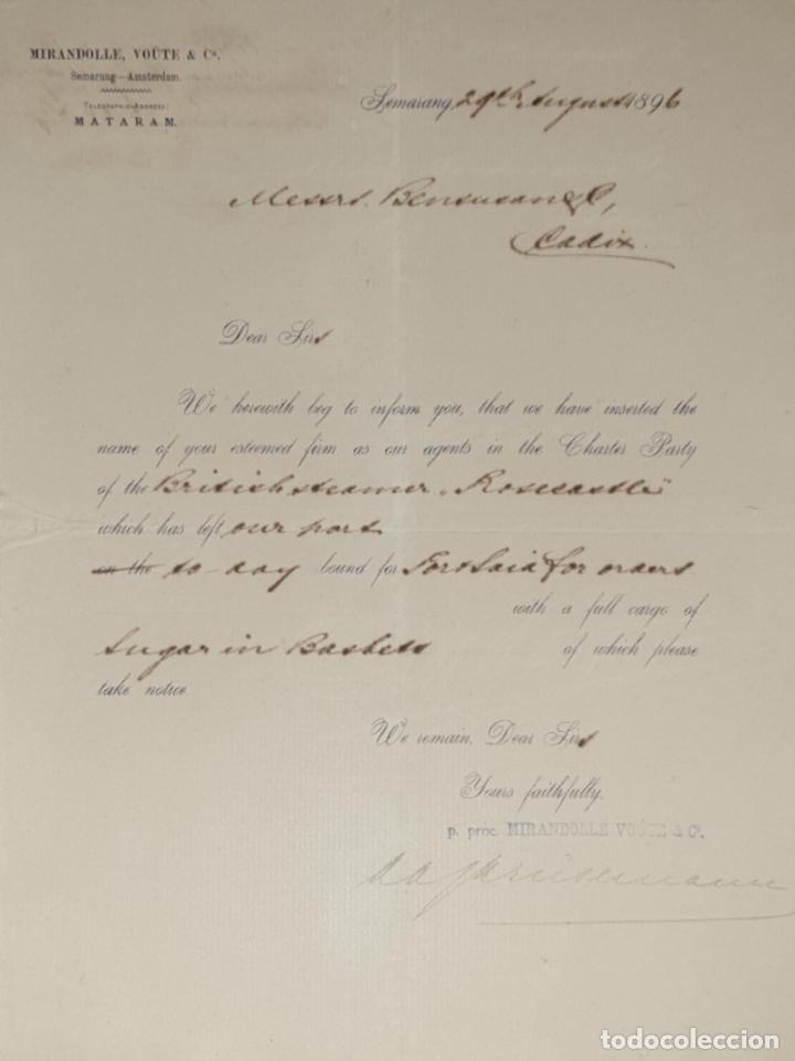 Lettres commerciales: carta comercial. Mirandolle Voute & C&ordm;. Amsterdam 1896