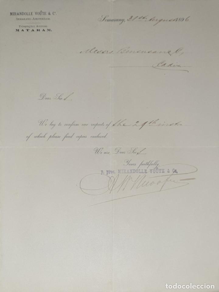 Lettres commerciales: carta comercial. Mirandolle Voute & C&ordm;. Amsterdam 1896