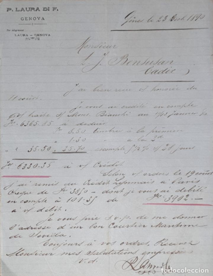 Lettres commerciales: carta comercial. P. Laura di F. G&eacute;nova 1890