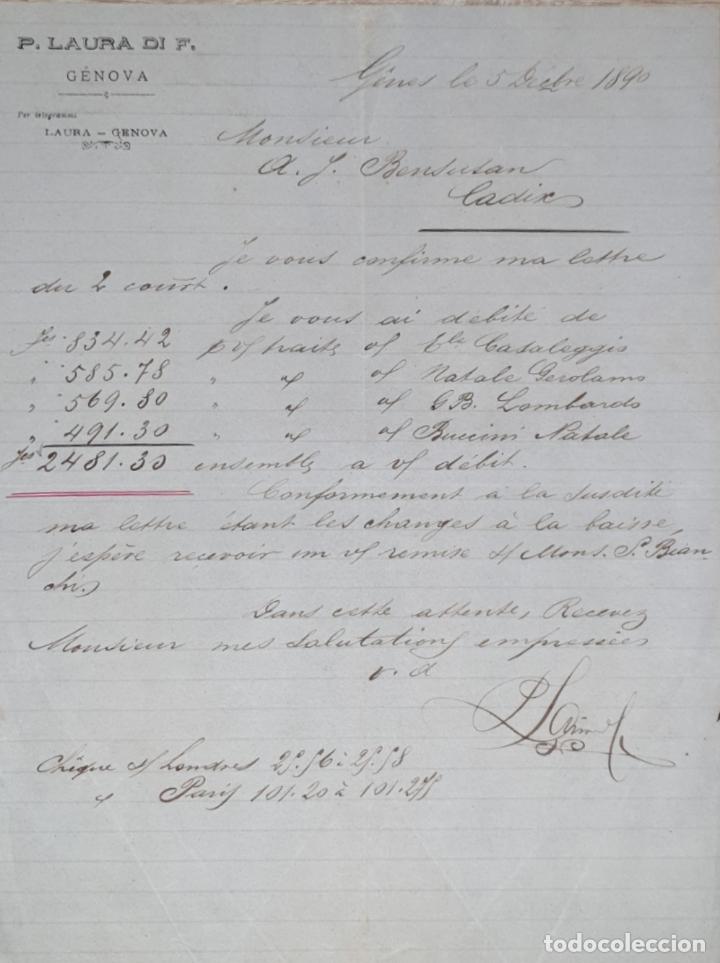 Lettres commerciales: carta comercial. P. Laura di F. G&eacute;nova 1890