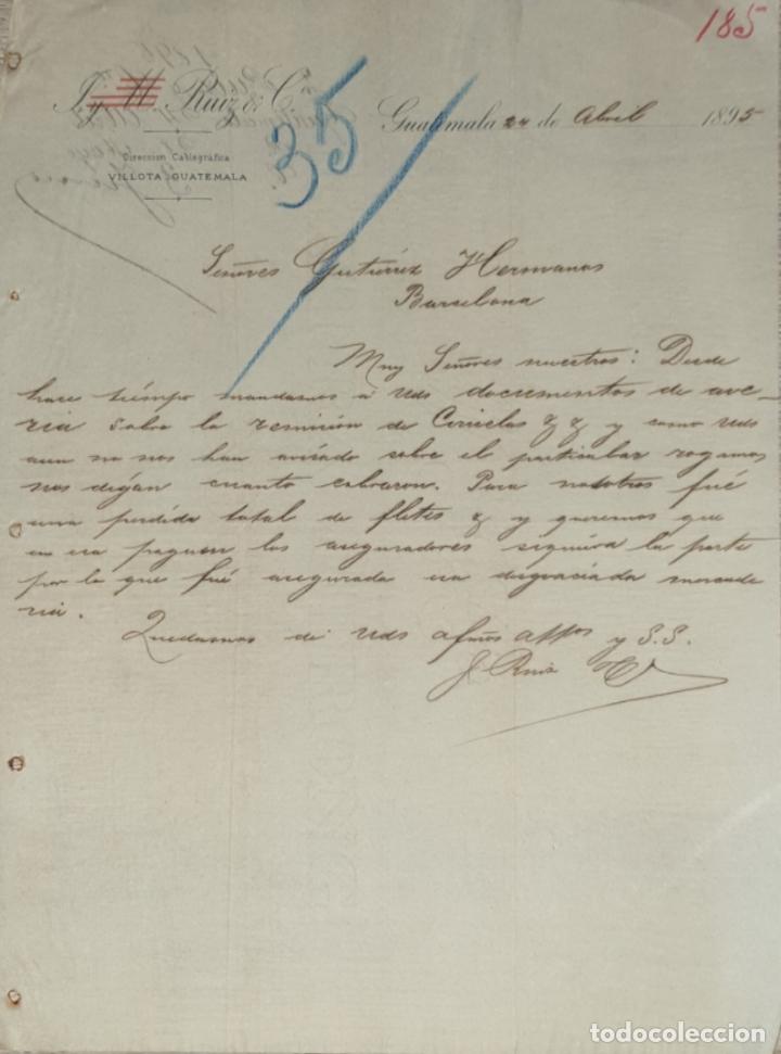 Lettres commerciales: Carta comercial. J y M. Ruiz & C&ordf;. Guatemala 1895