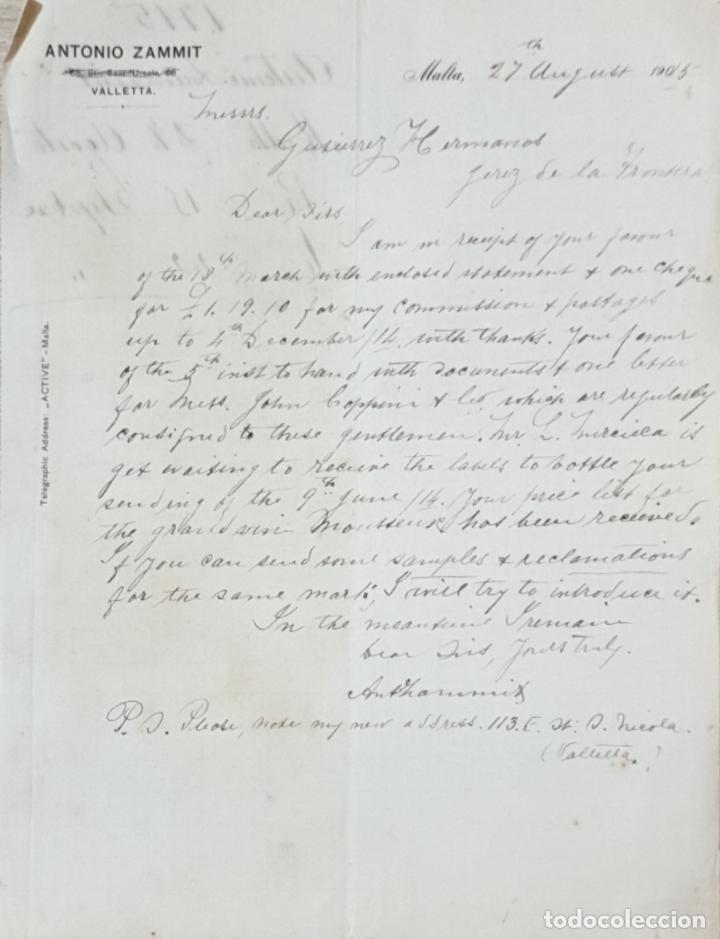 Lettres commerciales: CArta comercial. Antonio Zammit. Malta 1915