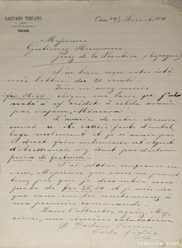 Cartas comerciales: Carta comercial. Gaetano Toscano. odessa 1904