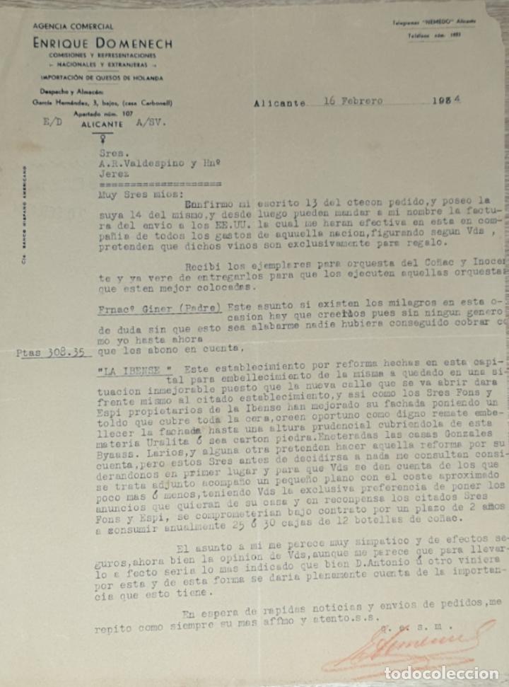 Lettres commerciales: Carta comercial. Enrique Domenech. Comisiones y Representaciones. Alicante 1934
