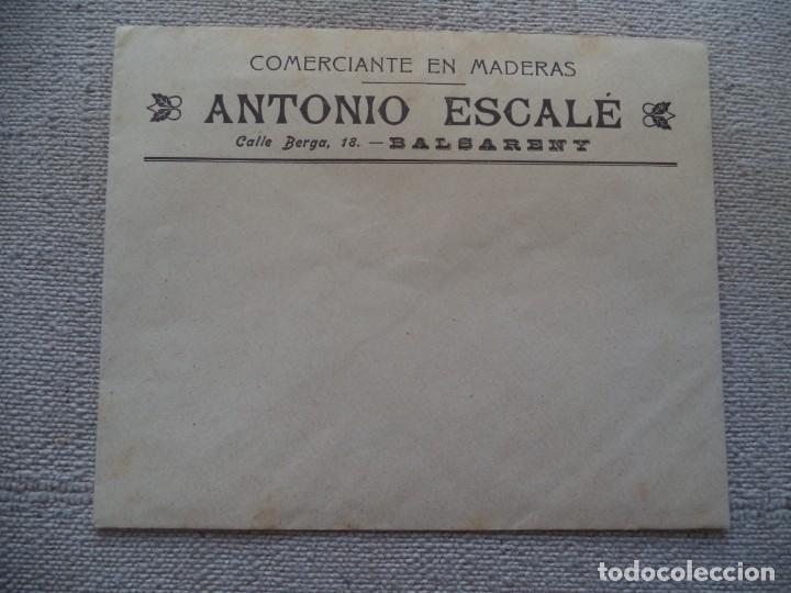 Lettres commerciales: Sobre y carta sin circular Antonio Escal&egrave; comercial de madera Balsareny hacia 1920