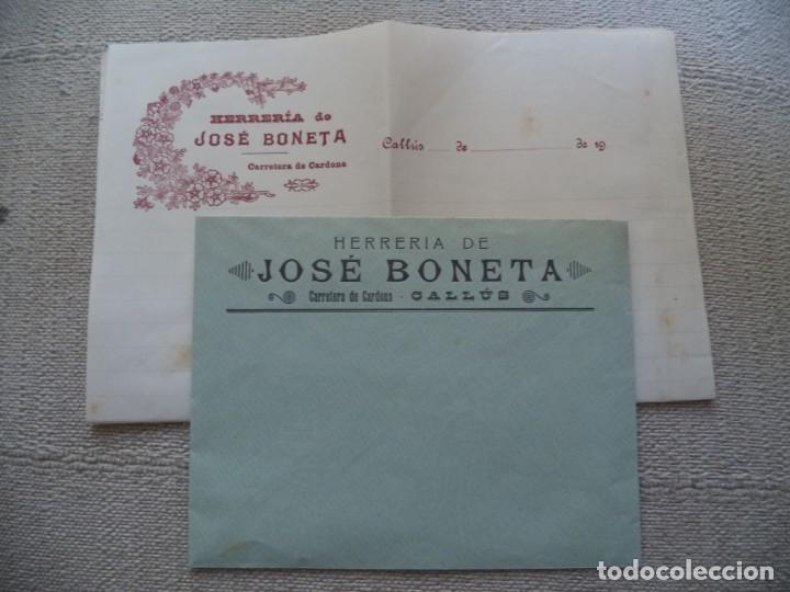 Lettres commerciales: Sobre y carta sin circular Herreria de Jos&egrave; Boneta Callus a&ntilde;os 1920