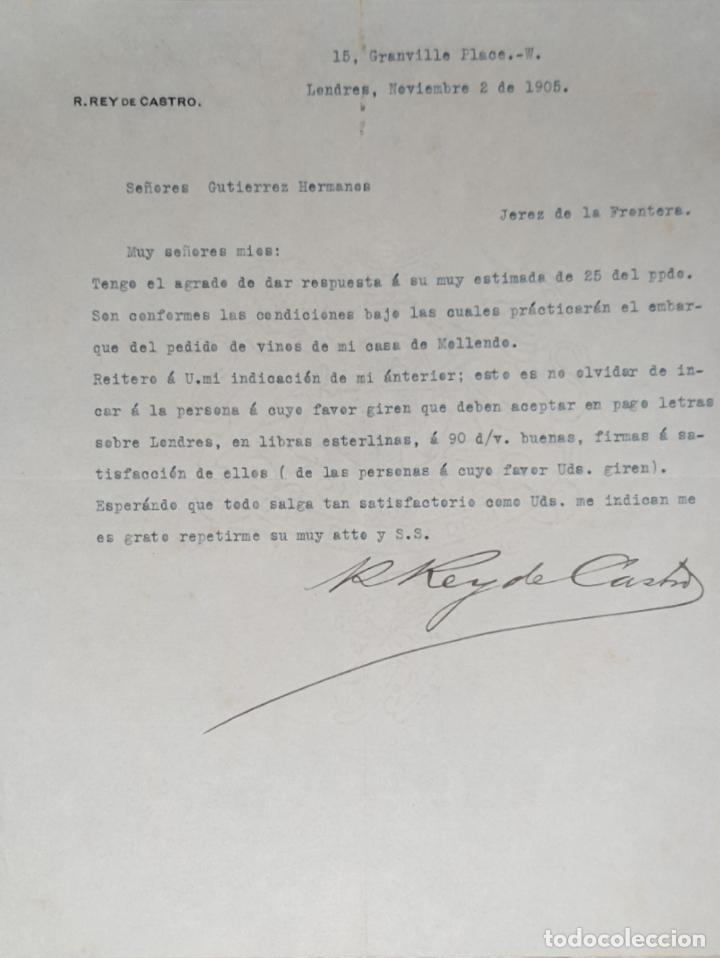 Lettres commerciales: carta comercial. R. Rey de Castro. Londres 1905