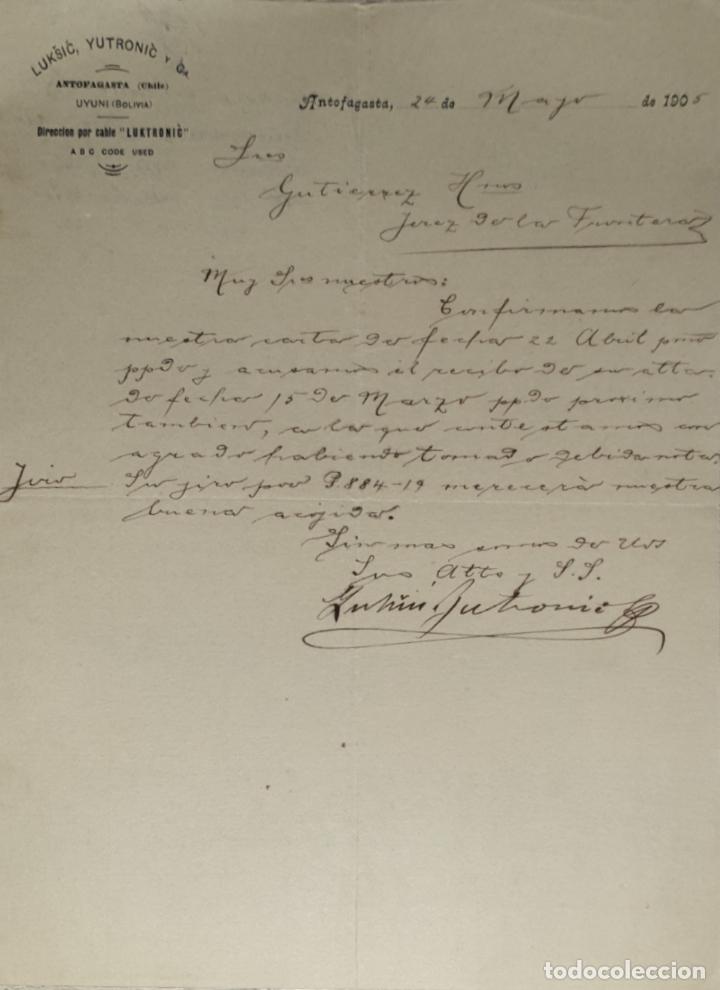 Lettres commerciales: Carta comercial. Luksic, Yutronic y C&ordf;. Antofagasta 1905