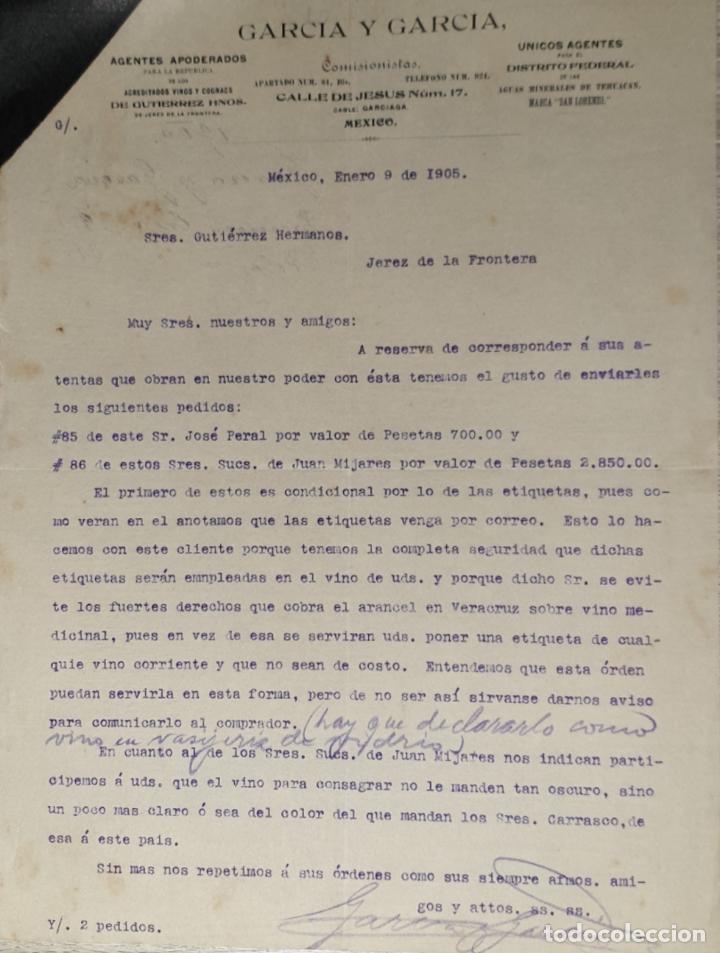 Lettres commerciales: Carta comercial. Garc&iacute;a y Garc&iacute;a. Agentes apoderados. Comisionistas. M&eacute;xico 1905