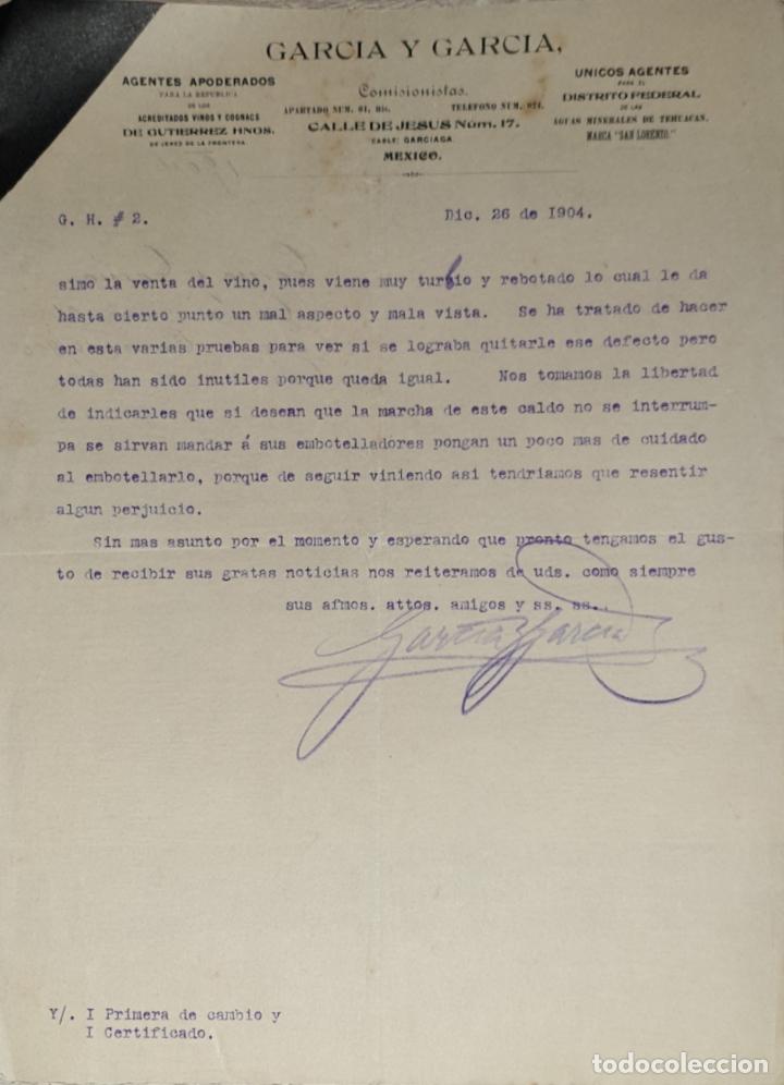 Lettres commerciales: Carta comercial. Garc&iacute;a y Garc&iacute;a. Agentes apoderados. Comisionistas. M&eacute;xico 1904