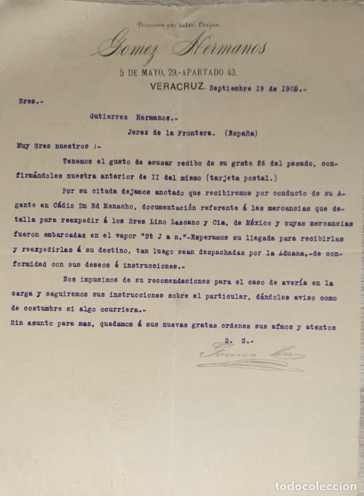 Lettres commerciales: carta comercial. Gomez Hermanos. Veracruz 1905
