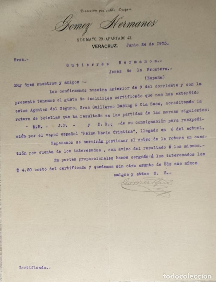 Lettres commerciales: carta comercial. Gomez Hermanos. Veracruz 1905