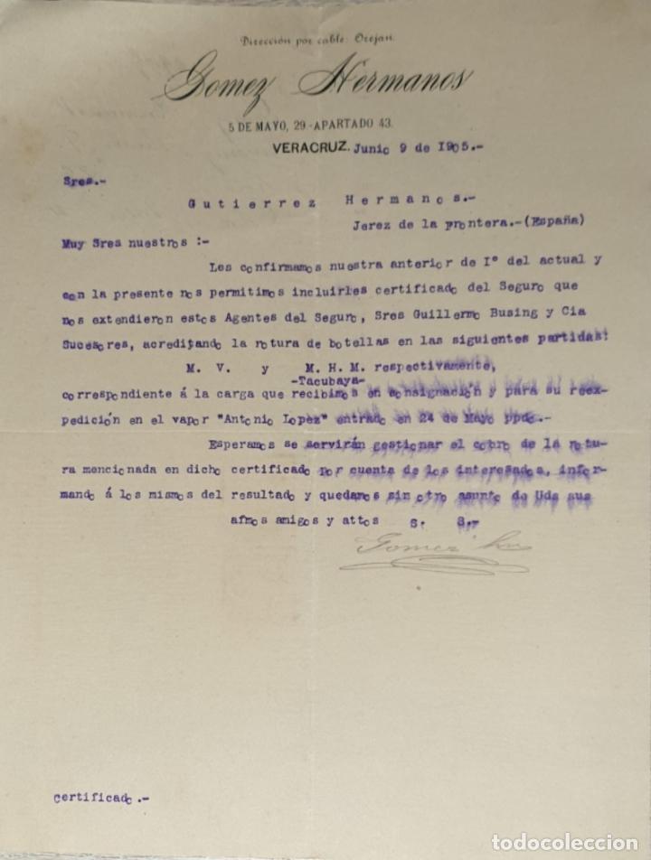 Lettres commerciales: carta comercial. Gomez Hermanos. Veracruz 1905
